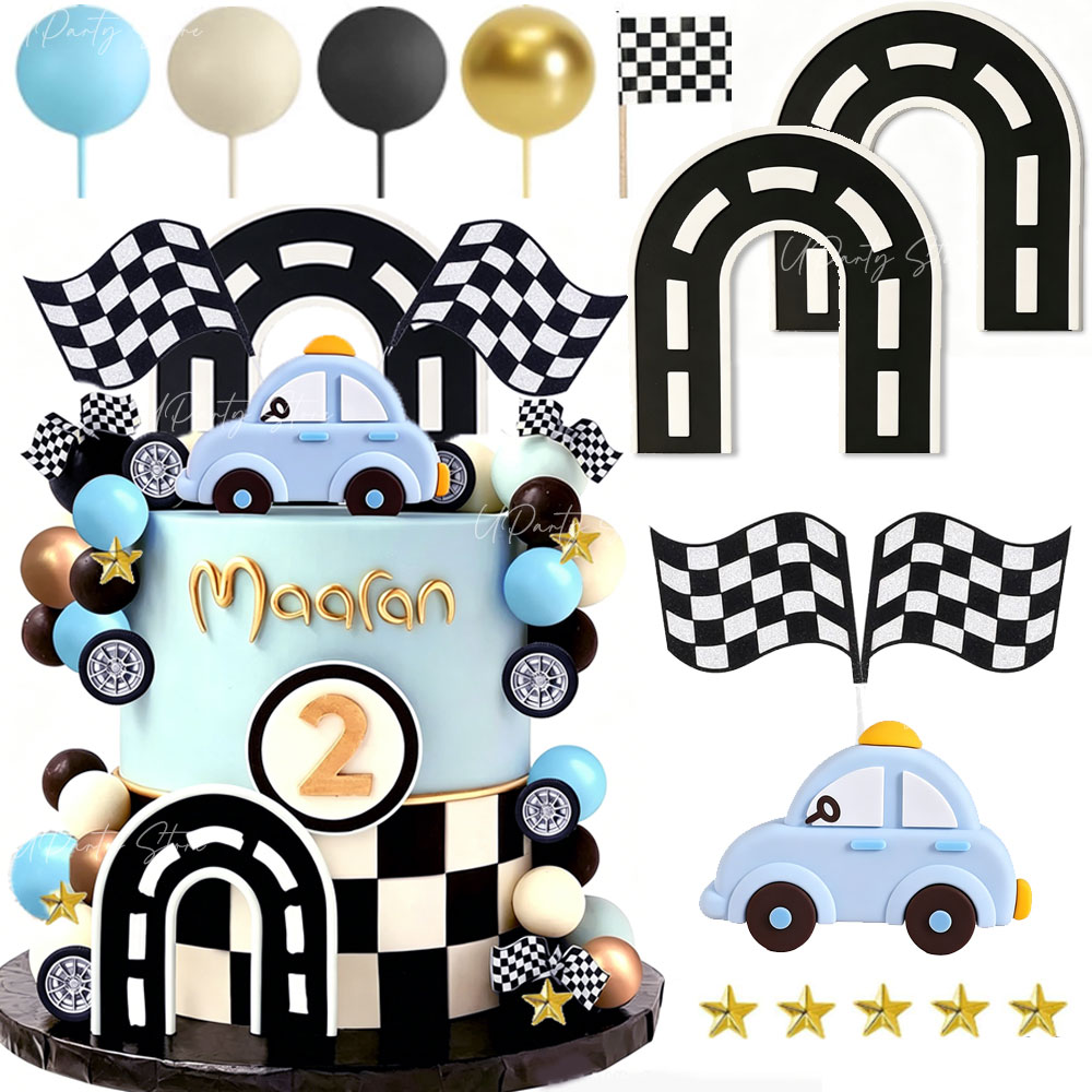 Lighting Mcqueen Birthday Decor - Набор винтажных украшений для торта: гоночный