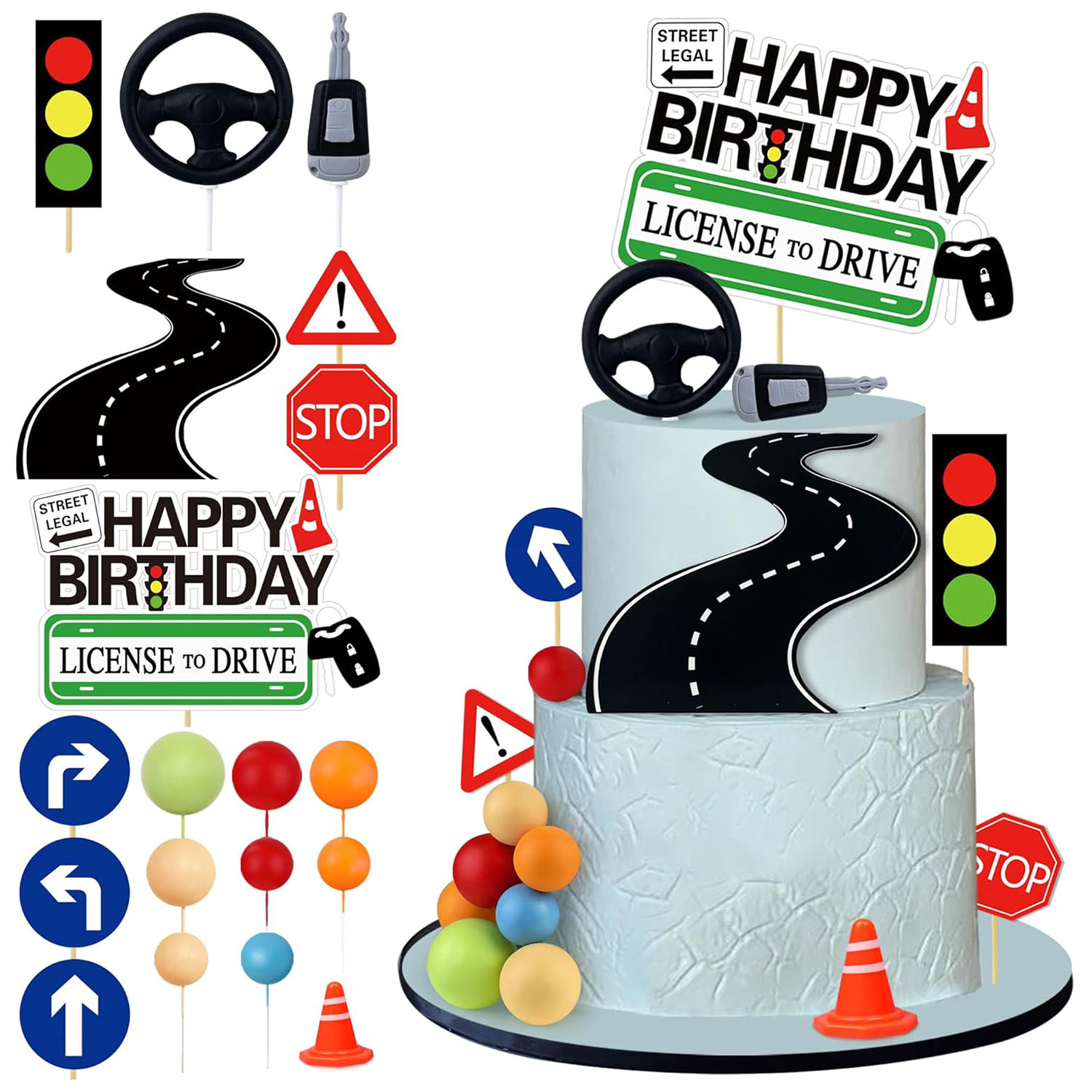 Lighting Mcqueen Birthday Decor - Топпер для торта с правами водителя,