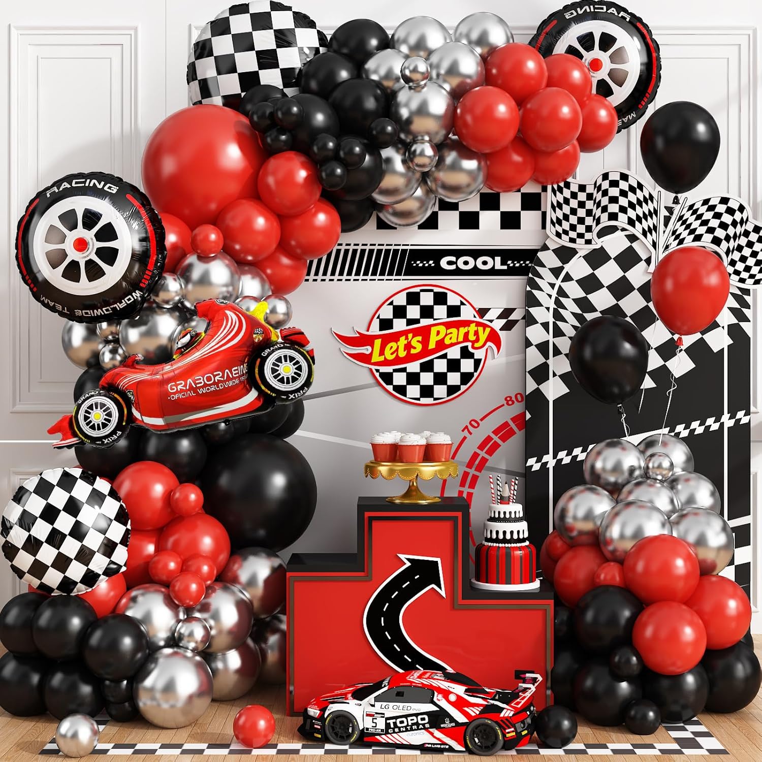 Lighting Mcqueen Birthday Decor - Набор для гирлянды-арки из шаров в