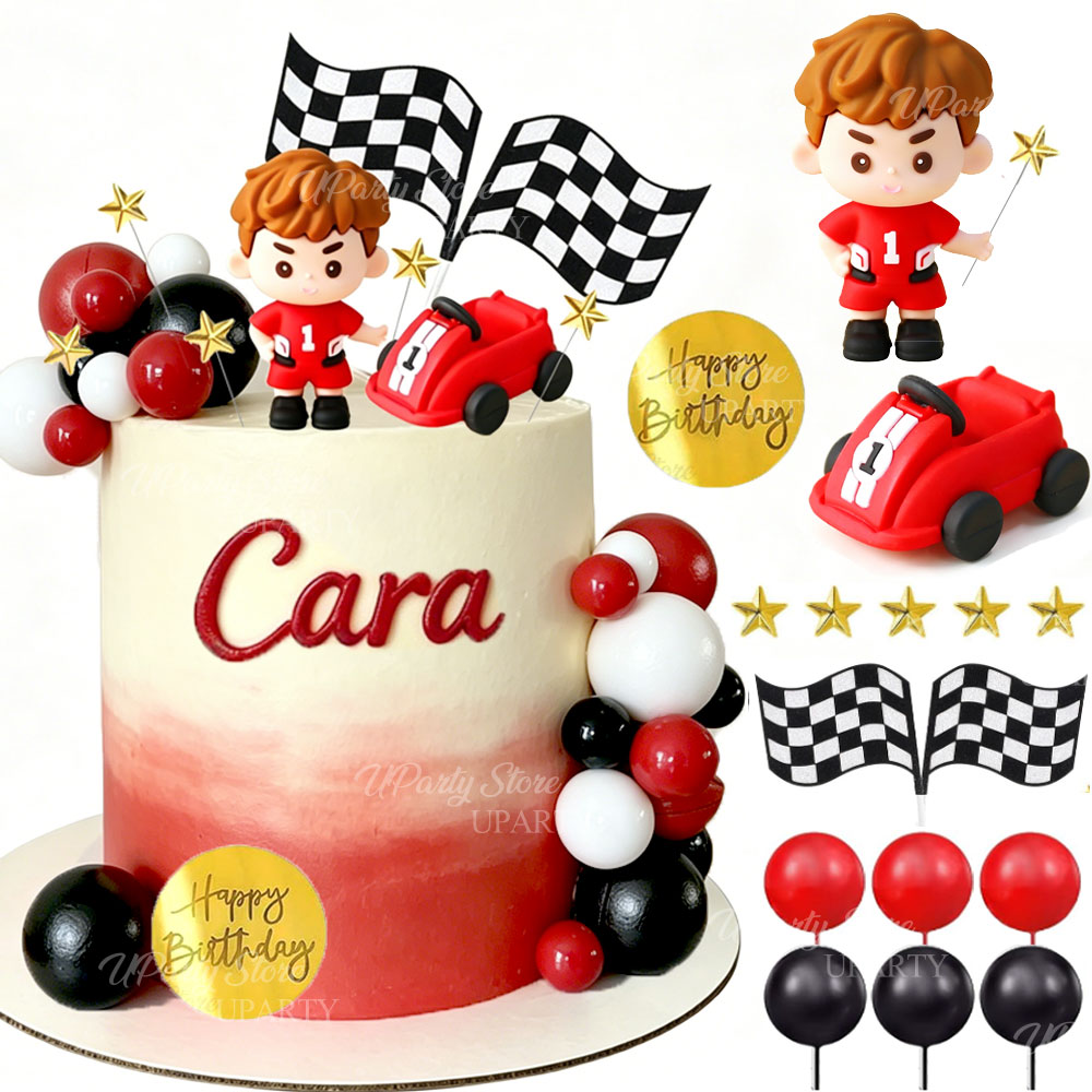 Lighting Mcqueen Birthday Decor - Красные топперы для торта в виде