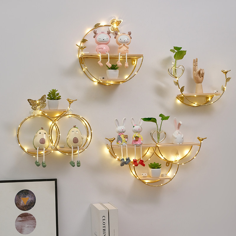 Lighting Metal Wall Decor - Настенная полка без сверления для гостиной,