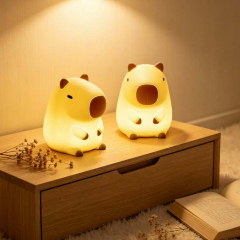 Lighting Room Decor Items - Милый ночник-капибара: мультяшный силиконовый светильник для